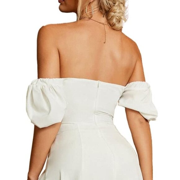 Kutumai Women's Summer Puff Sleeve, Split Maxi Dress Flowy A Line - Picture 5 of 6